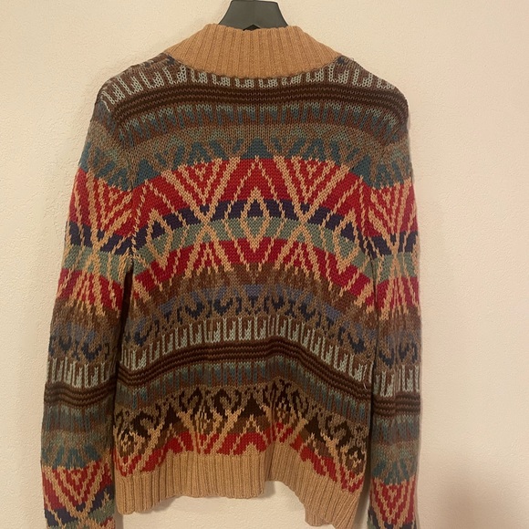 Lauren Jeans Co Ralph Southwest Aztec Knit Cardigan Sweater Brown Medium - Picture 3 of 4